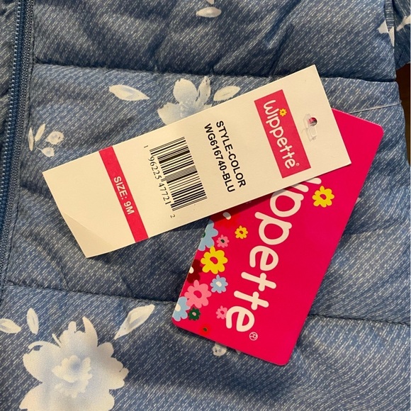 Wippette Infants Monotone Floral Chambray Print Pram Snowsuit NWT Size 9M - Picture 5 of 5